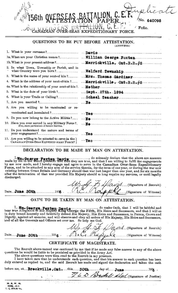 Attestation Paper (front)