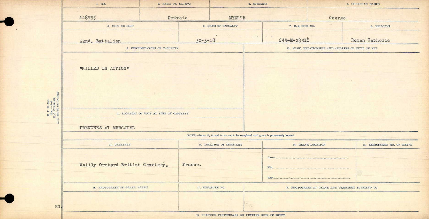 Registre des circonstances de décès