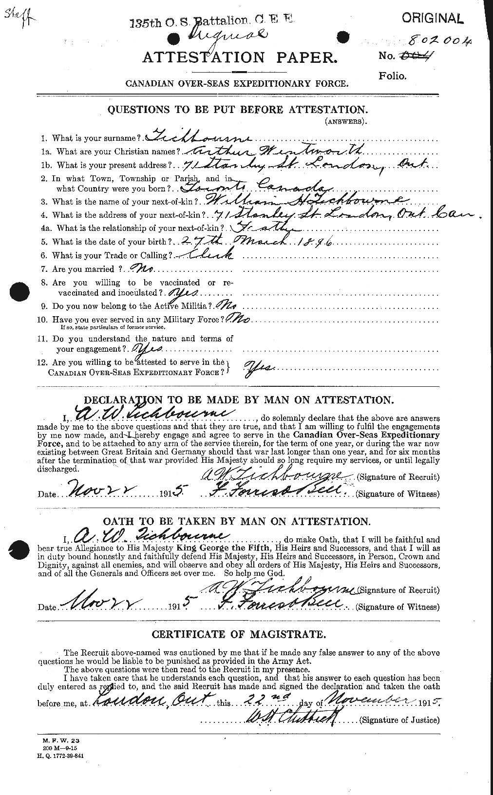 Feuille d'engagement