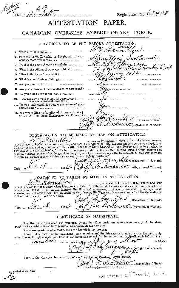 Attestation Paper (page 1)