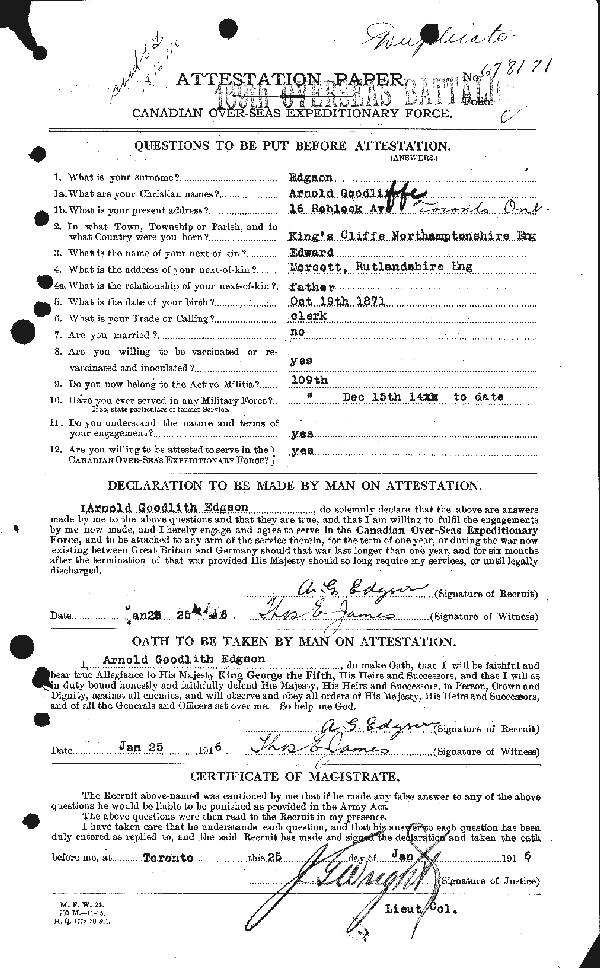 Attestation Paper (page 1)