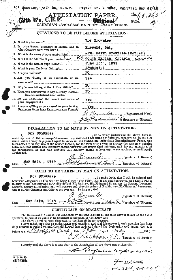 Attestation Paper (page 1)