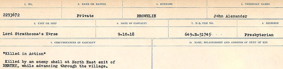 Registres de circonstances du décès