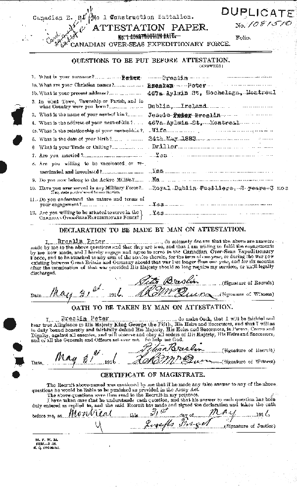 Feuille d'engagement