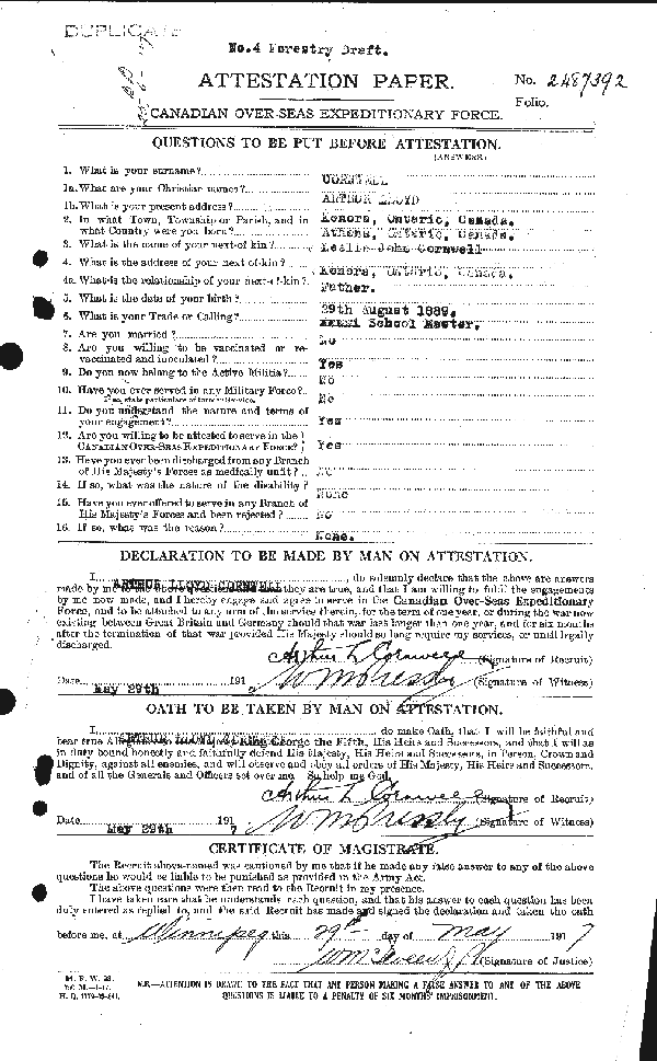 Feuille d'engagement