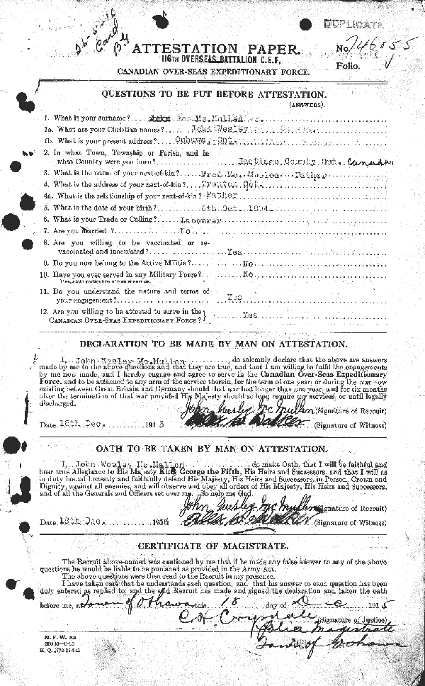 Attestation Paper (page 1)