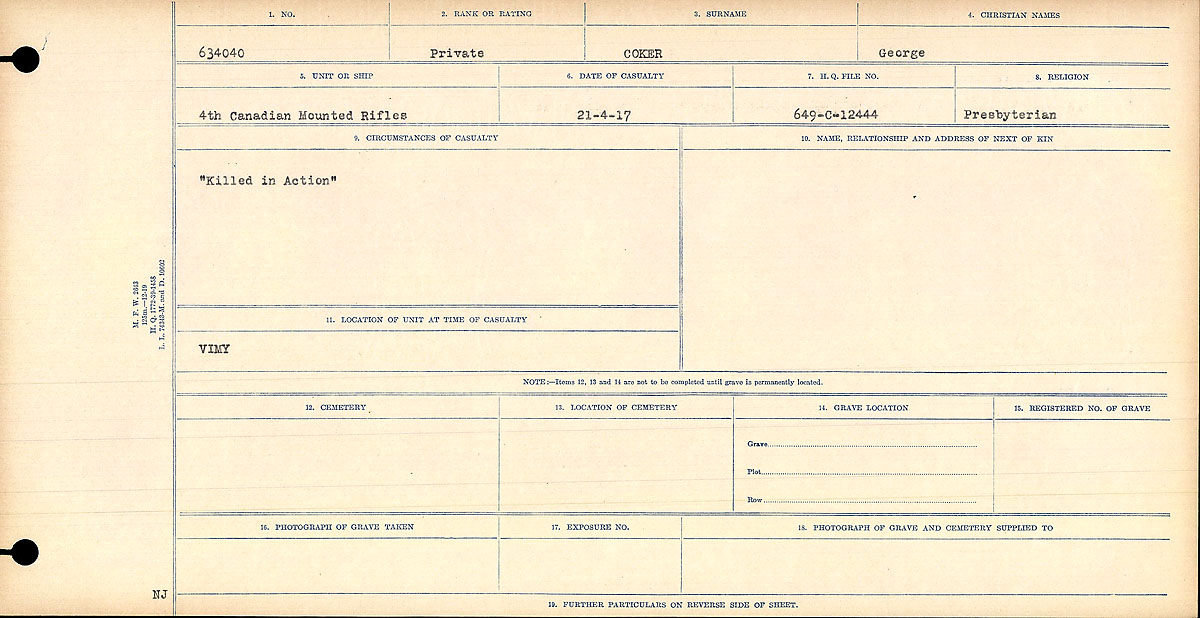 Circumstances of death registers