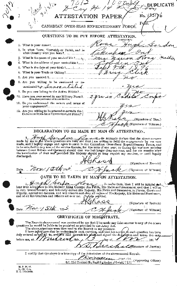 Attestation Paper (page 1)