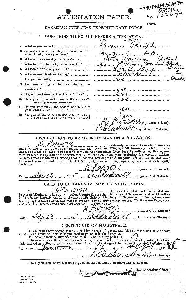 Feuille d'engagement