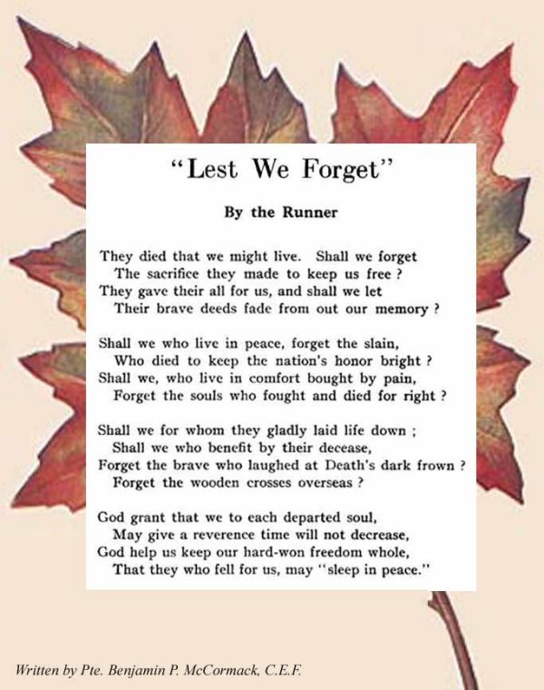 Poem - Lest We Forget