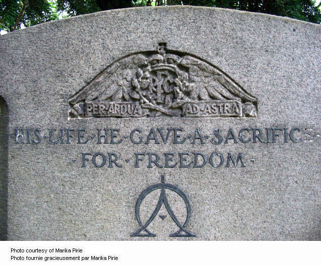 Detail of carved insignia.