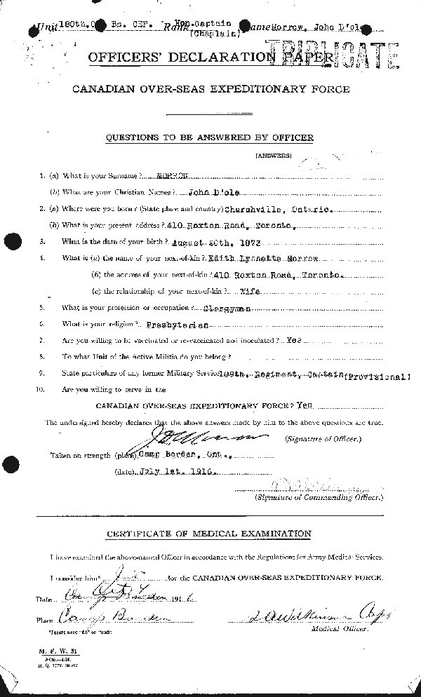 Attestation Papers (Front)