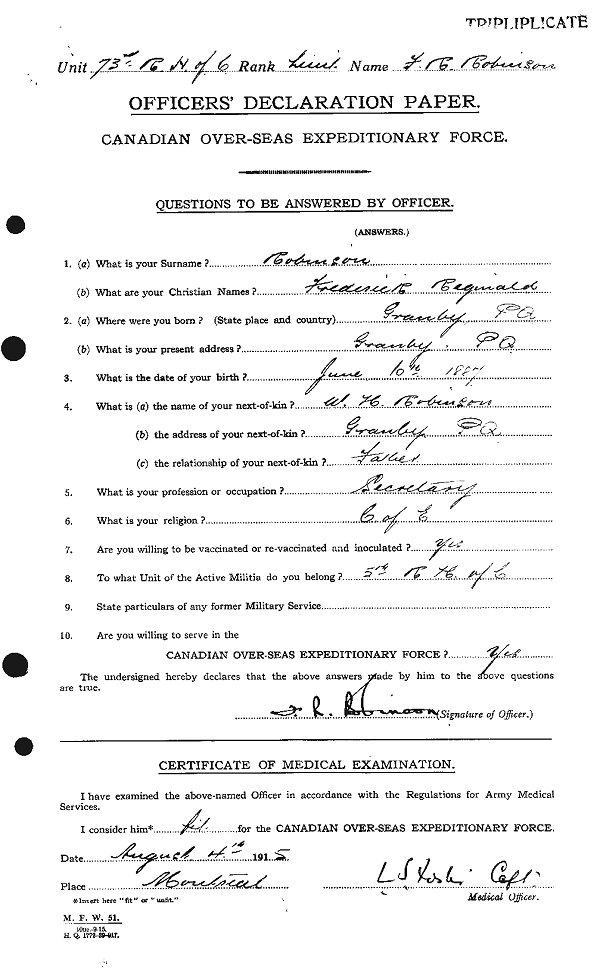 Attestation Papers (Front)