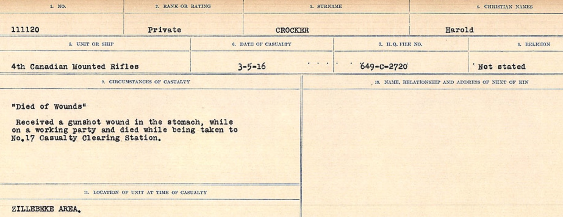 Circumstances of death registers