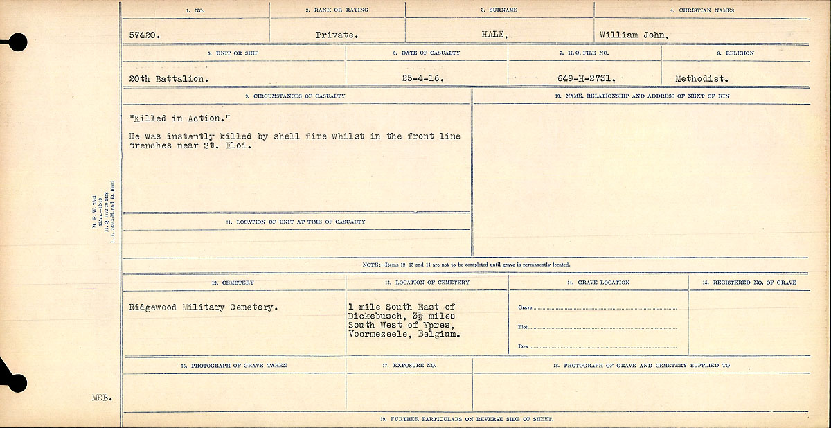 Circumstances of death registers