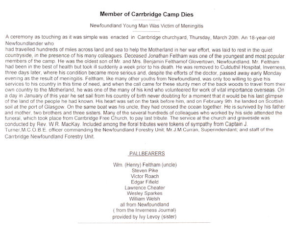 Funeral ceremony for Jonathon Feltham