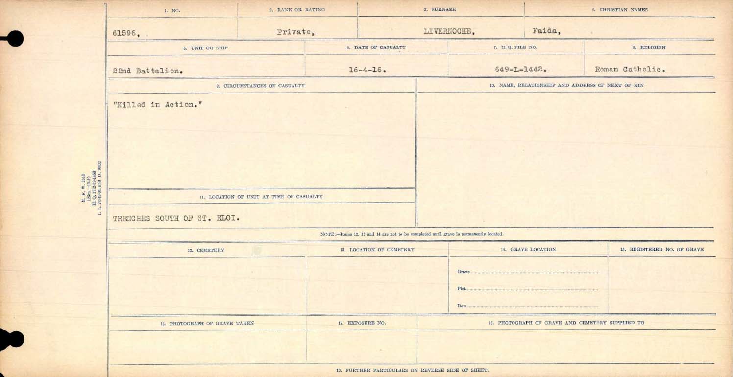 Circumstances of death registers