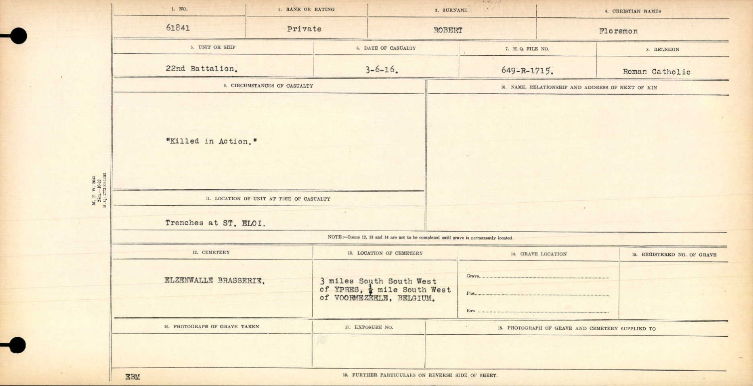 Circumstances of death registers