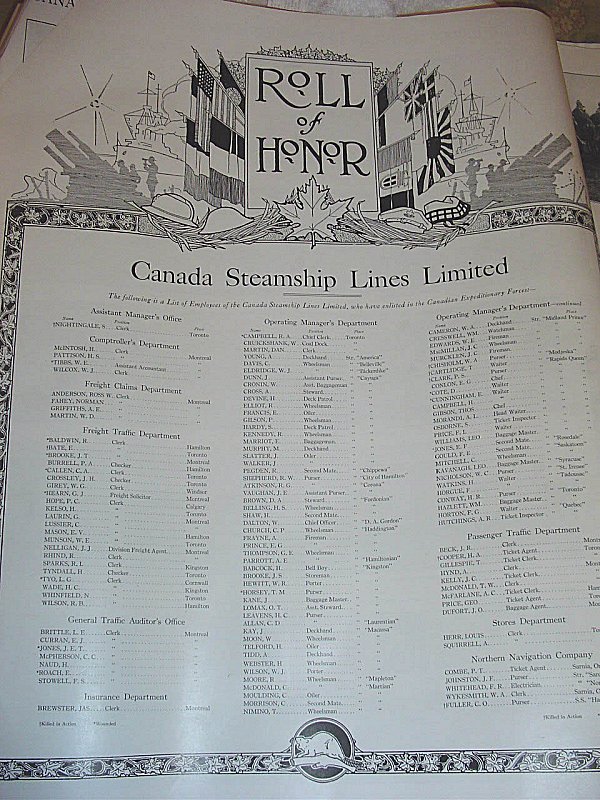 Canada Steamship Lines Limited Roll of Honour