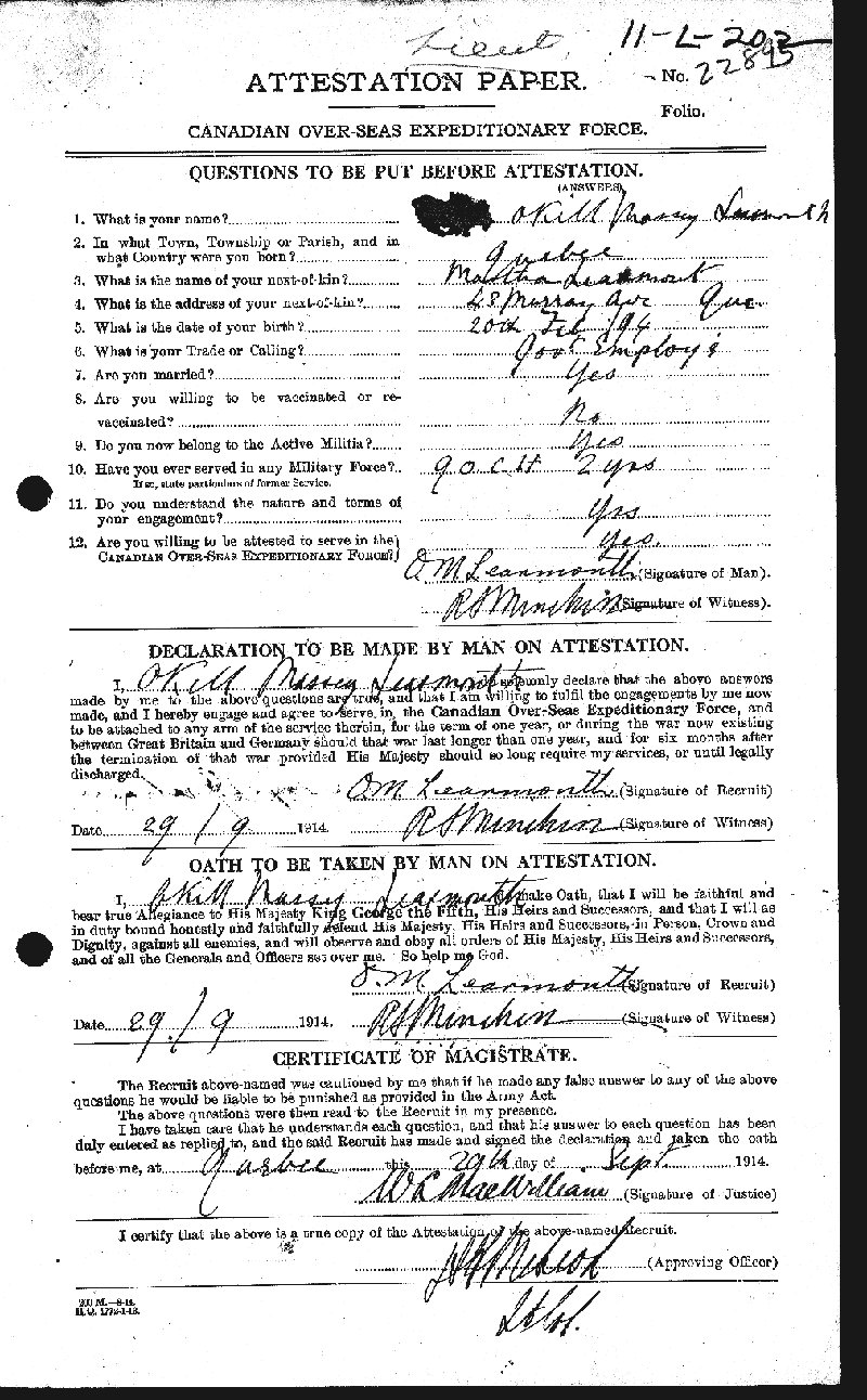 Attestation Paper (front)