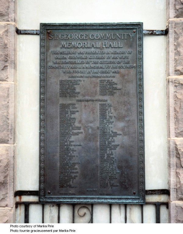 St George Ontario Memorial Tablet