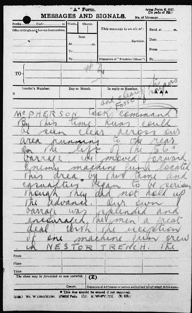 Page 2 of the 26th Battalion War Diaries