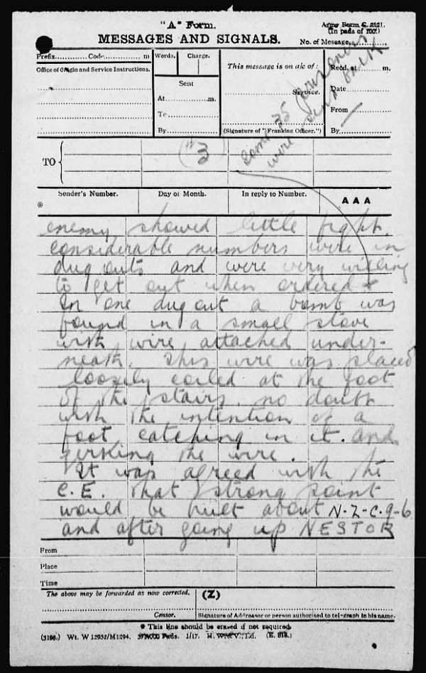 Page 3 of the 26th Battalion War Diaries