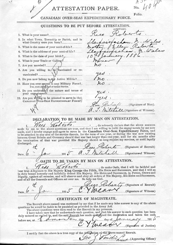 Attestation Paper (front)