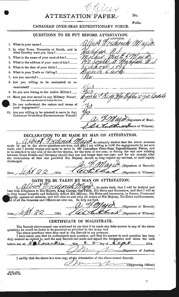 Attestation Paper (front)