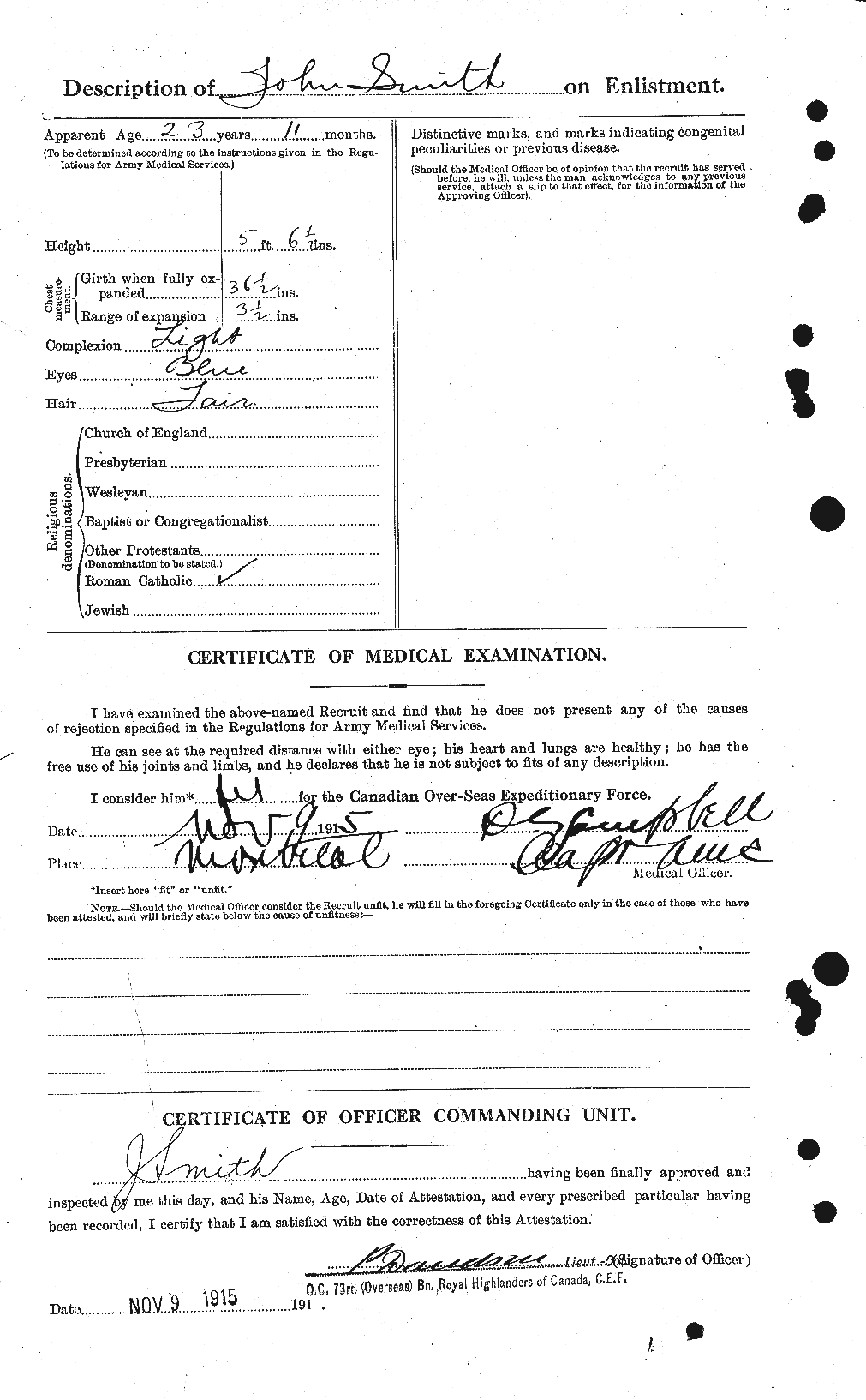 Attestation Papers (Reverse)