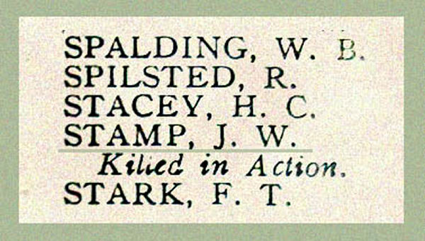 Name on the Roll of Honour
