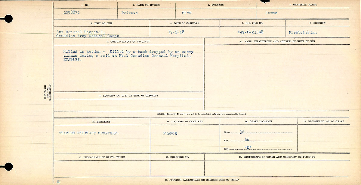 Circumstances of death registers