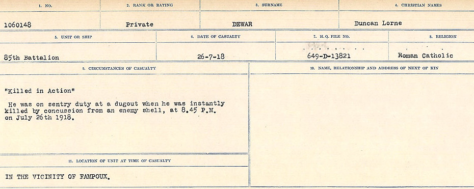Registres de circonstances du décès