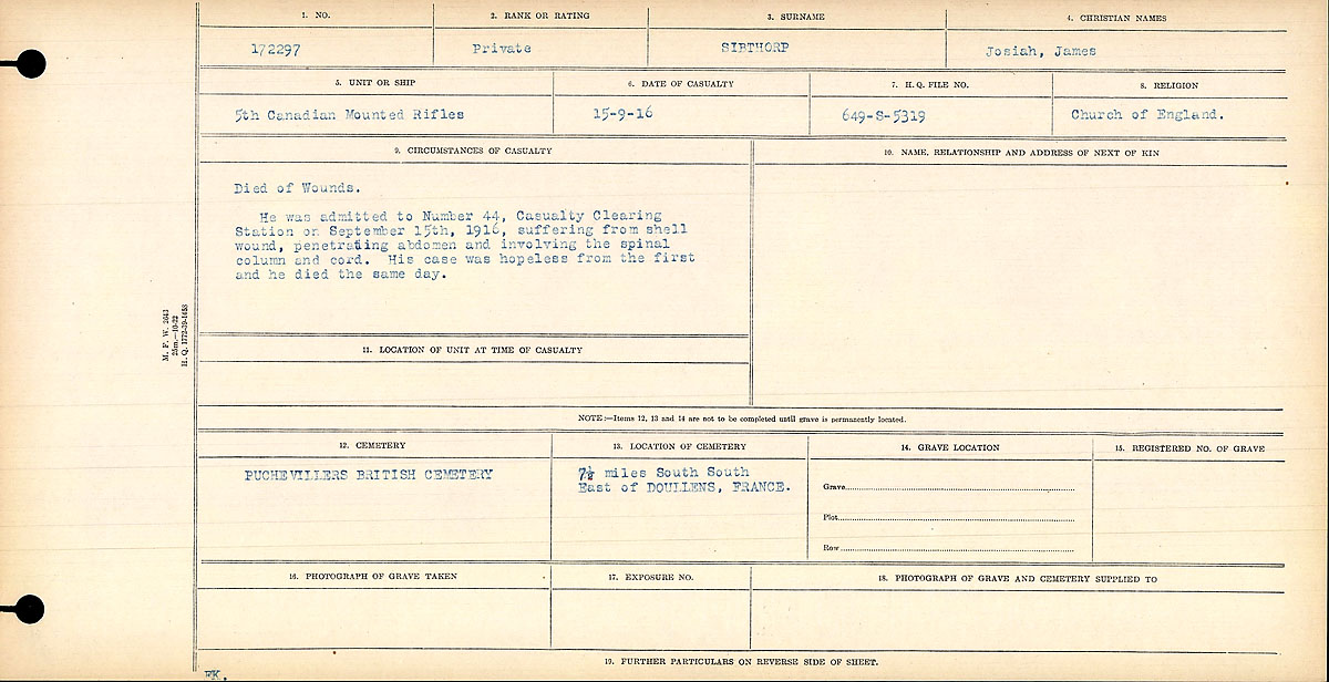 Circumstances of death registers