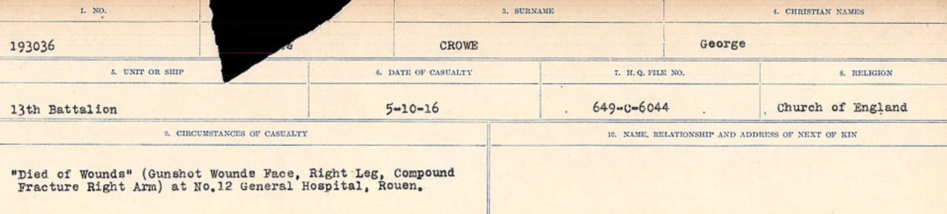 Circumstances of death registers