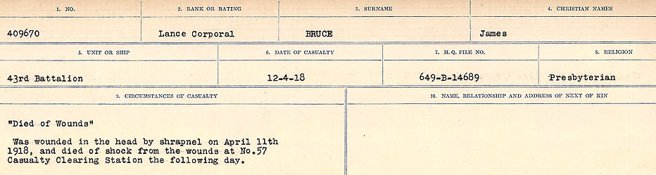 Registres de circonstances du décès