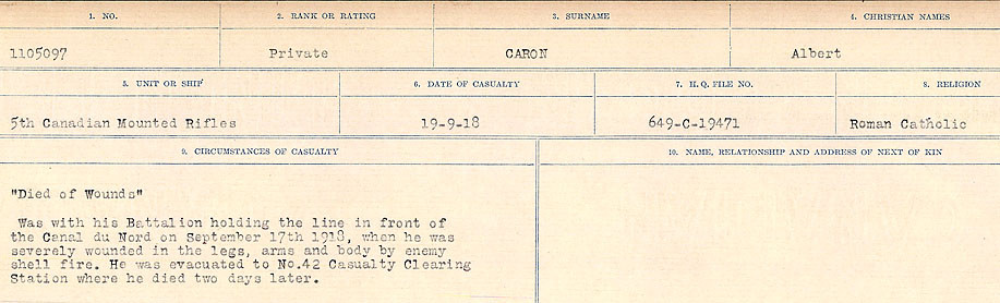Registres de circonstances du décès