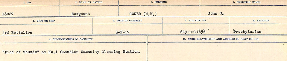 Registres de circonstances du décès