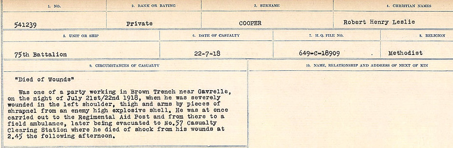 Registres de circonstances du décès
