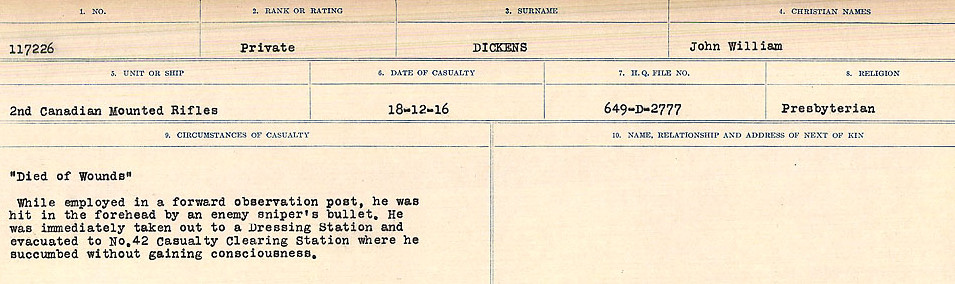 Registres de circonstances du décès