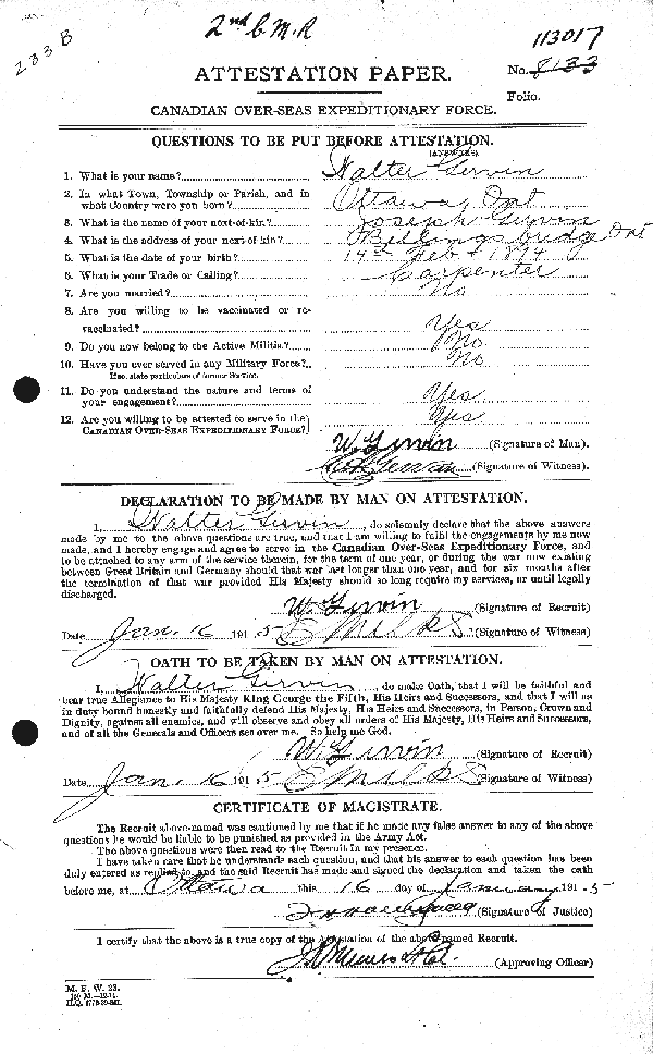 Feuille d'engagement