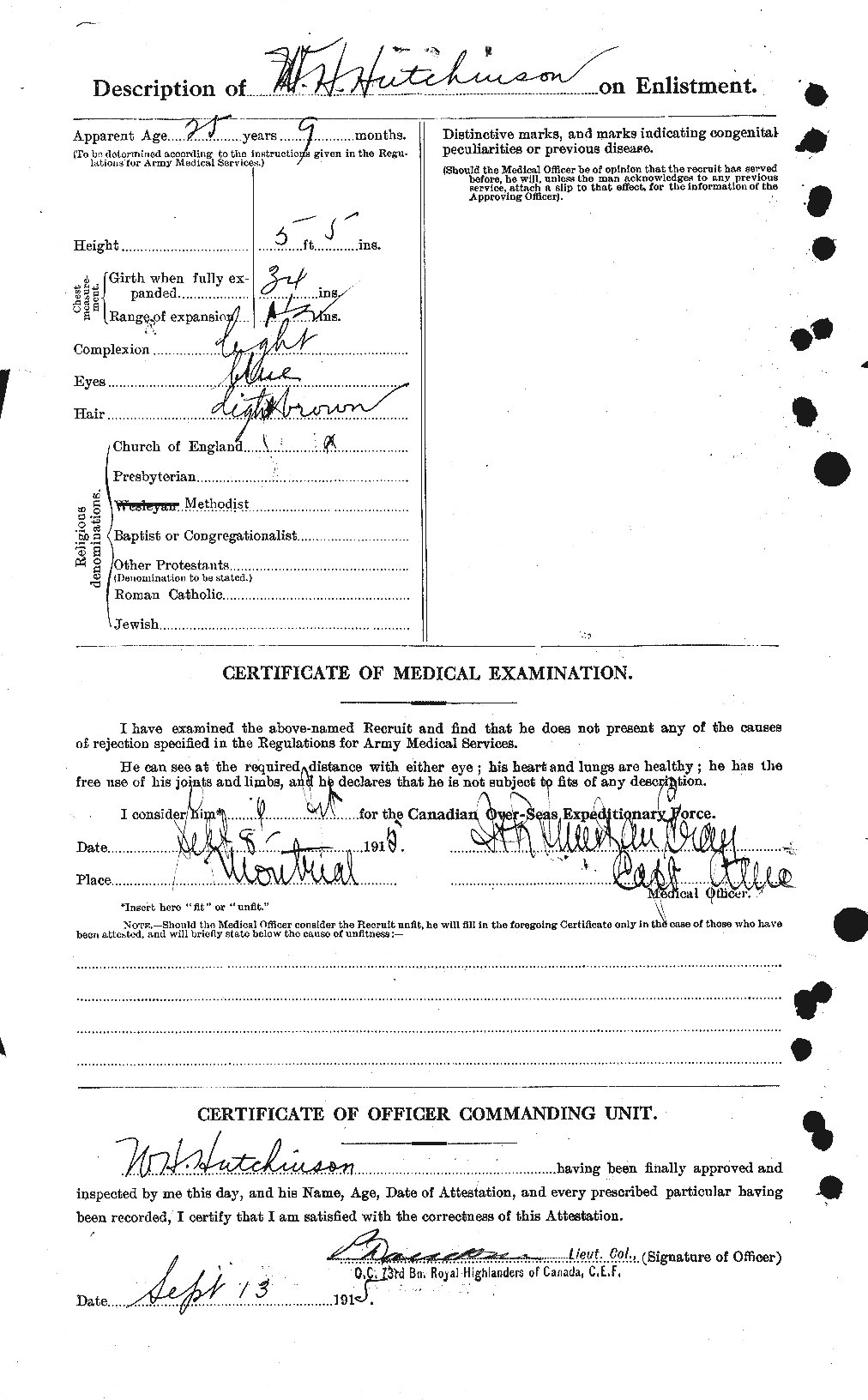 Feuille d'engagement (dos)