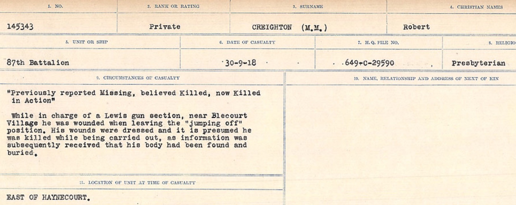 Circumstances of death registers