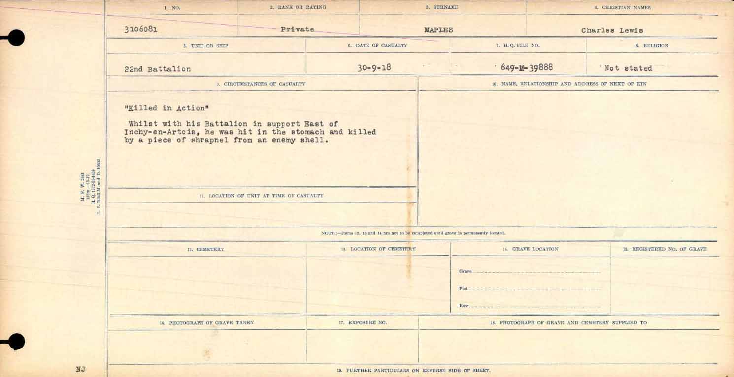 Circumstances of death registers