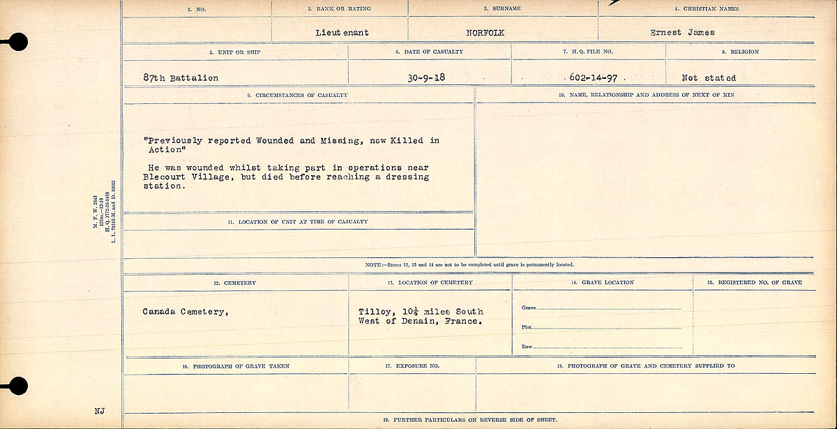 Circumstances of death registers