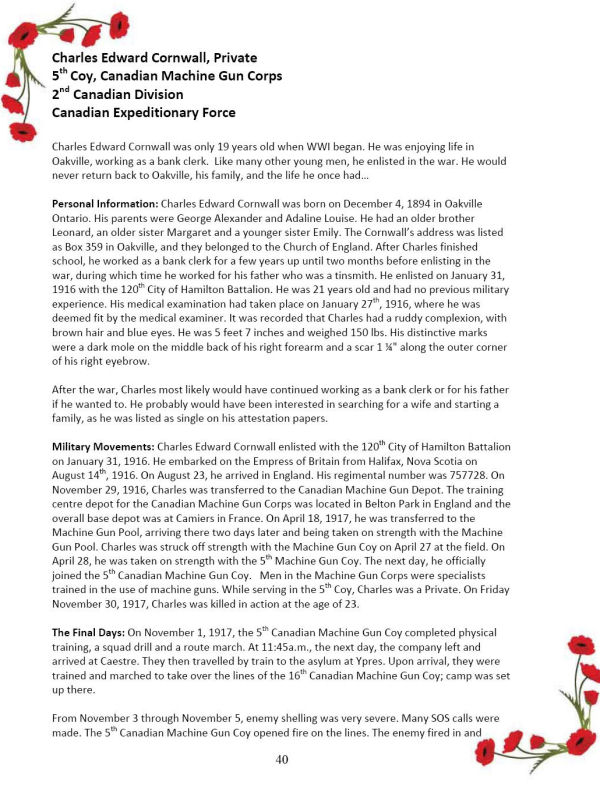 Oakville Remembers Biography