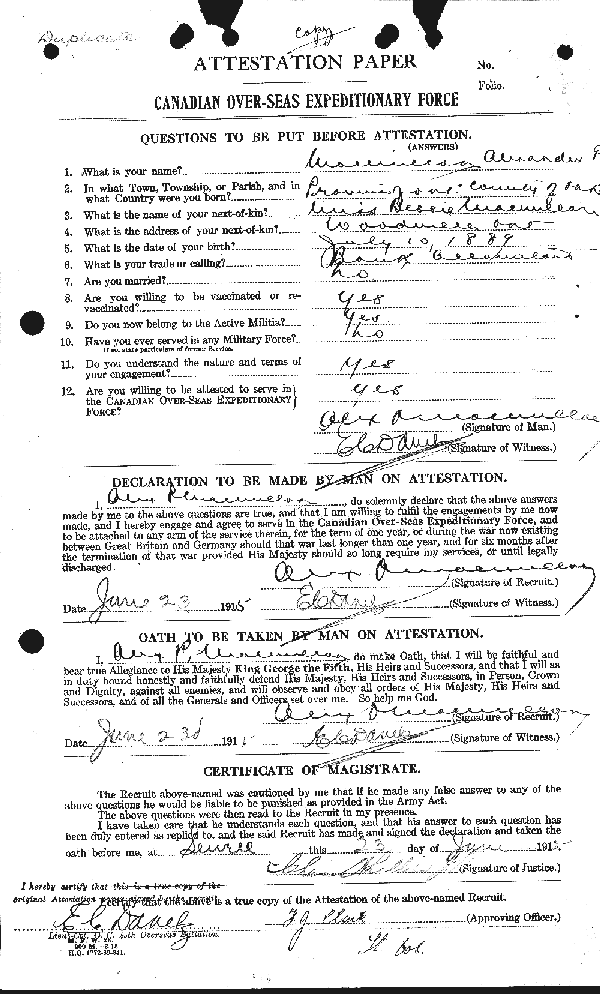 Attestation Paper (page 1)
