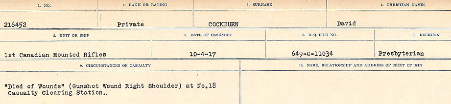 Registres de circonstances du décès