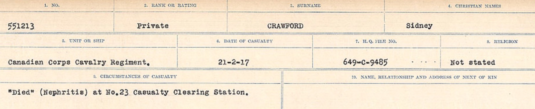 Registres de circonstances du décès
