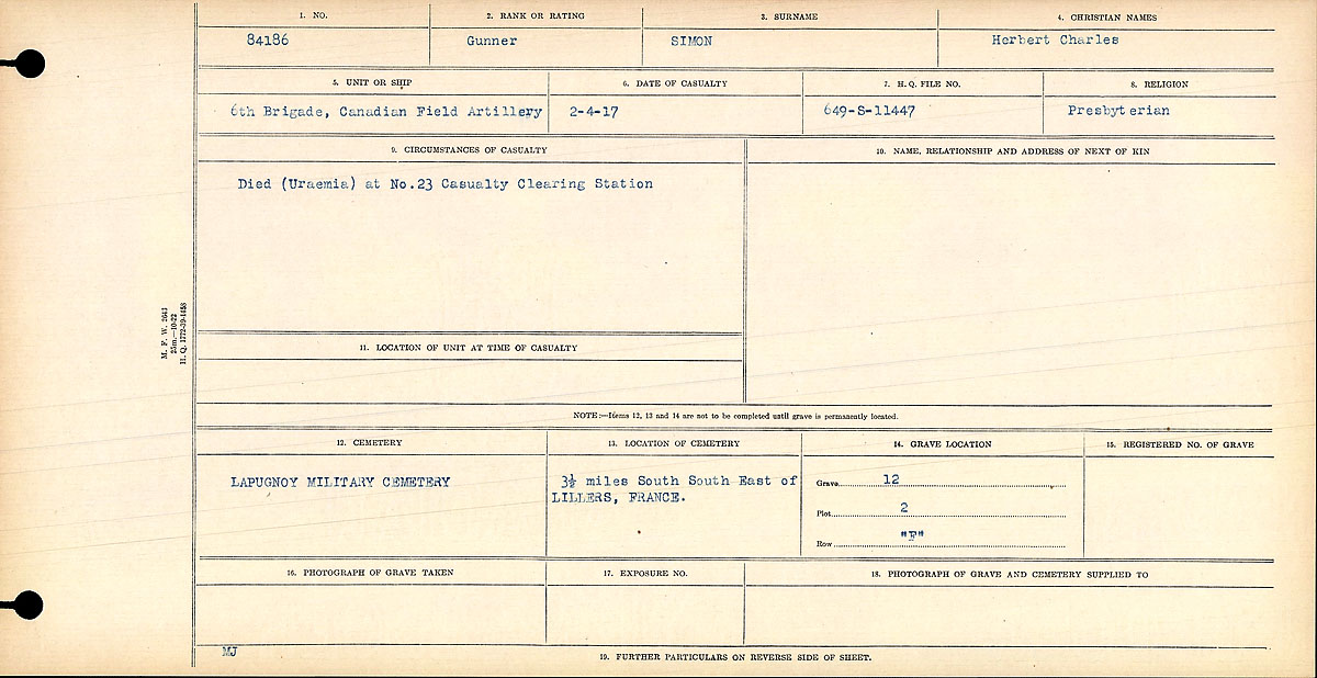 Registres de circonstances du décès